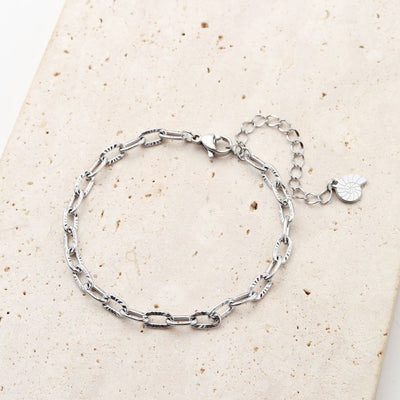 Textured Link Chain Bracelet Silver