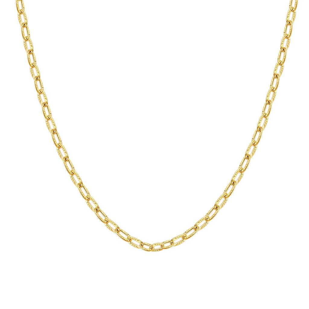 Textured Link Chain Necklace Gold