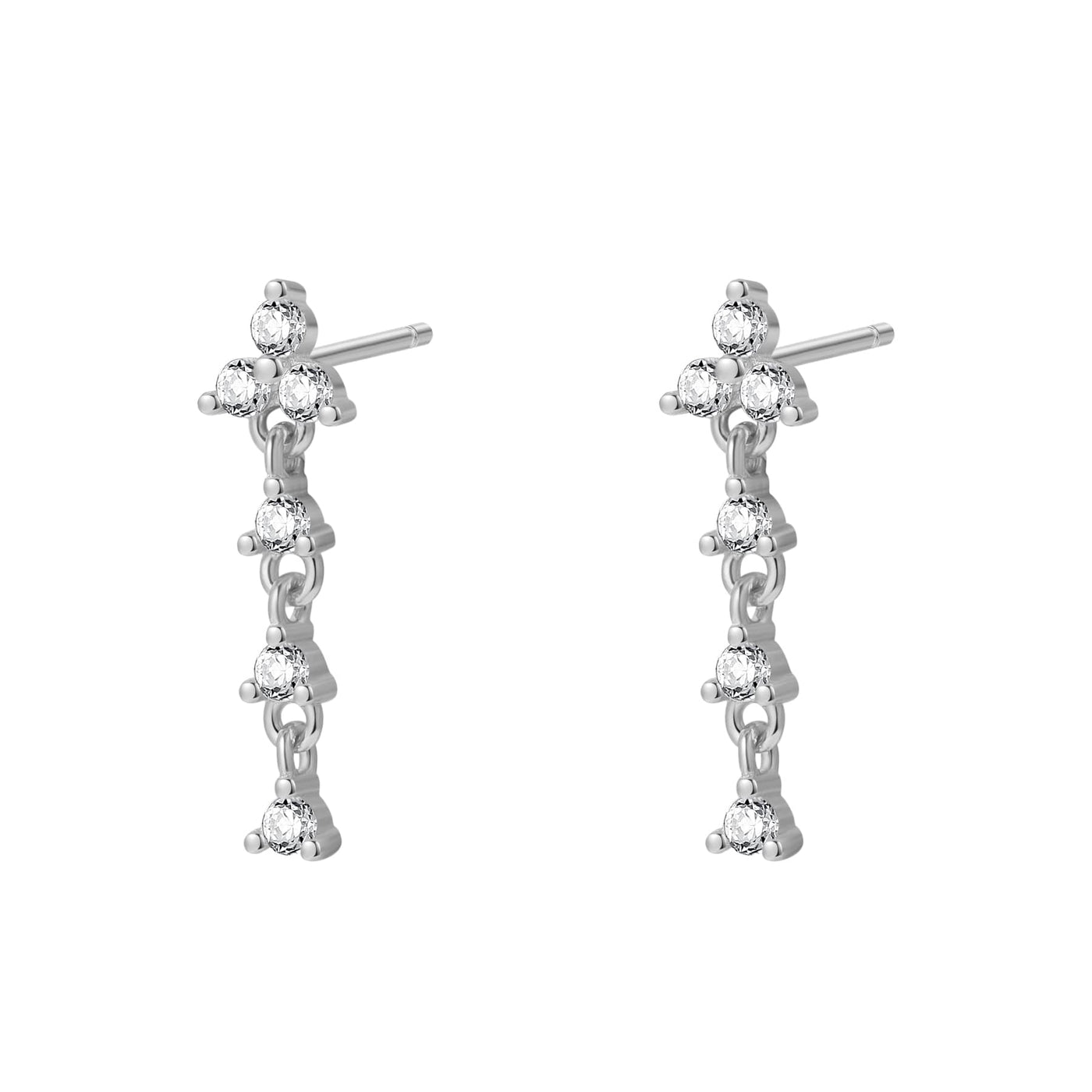 Trinity Drop Stud Earrings Sterling Silver