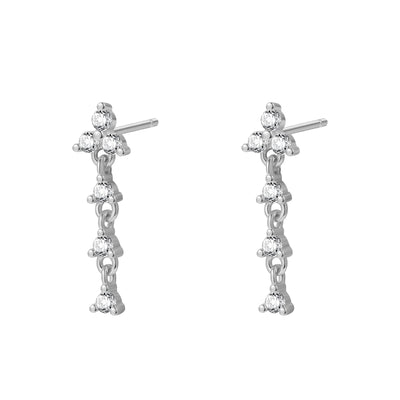 Trinity Drop Stud Earrings Sterling Silver