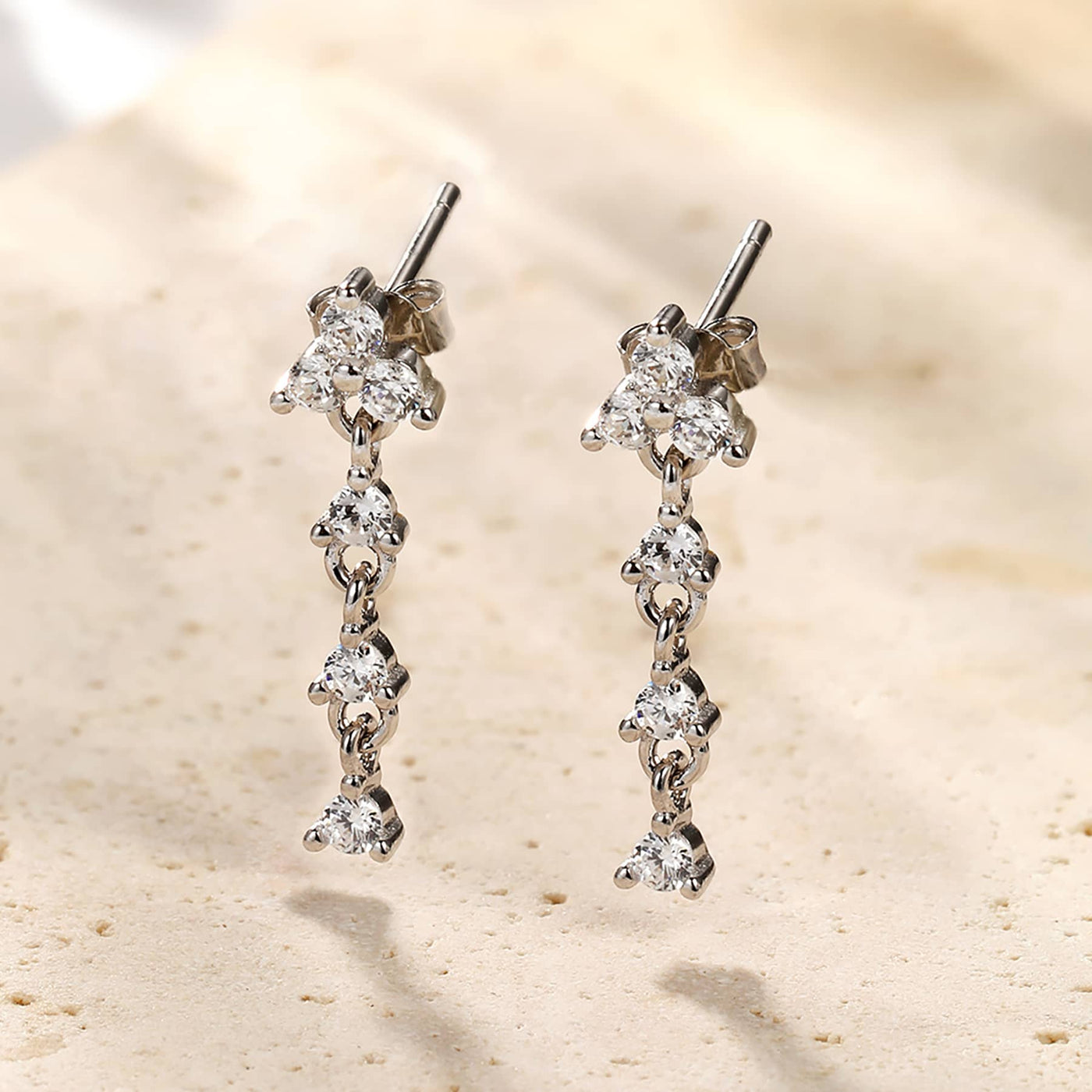 Trinity Drop Stud Earrings Sterling Silver