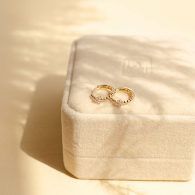 Trinity Huggie Hoop Earrings 14K Gold