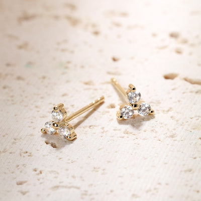 Trinity Stud Earrings 14K Gold