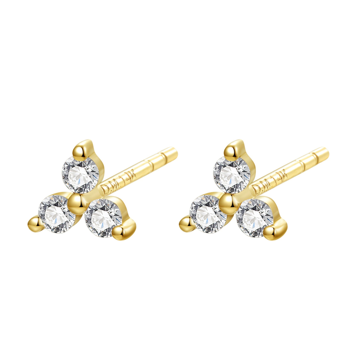 Trinity Stud Earrings 14K Gold