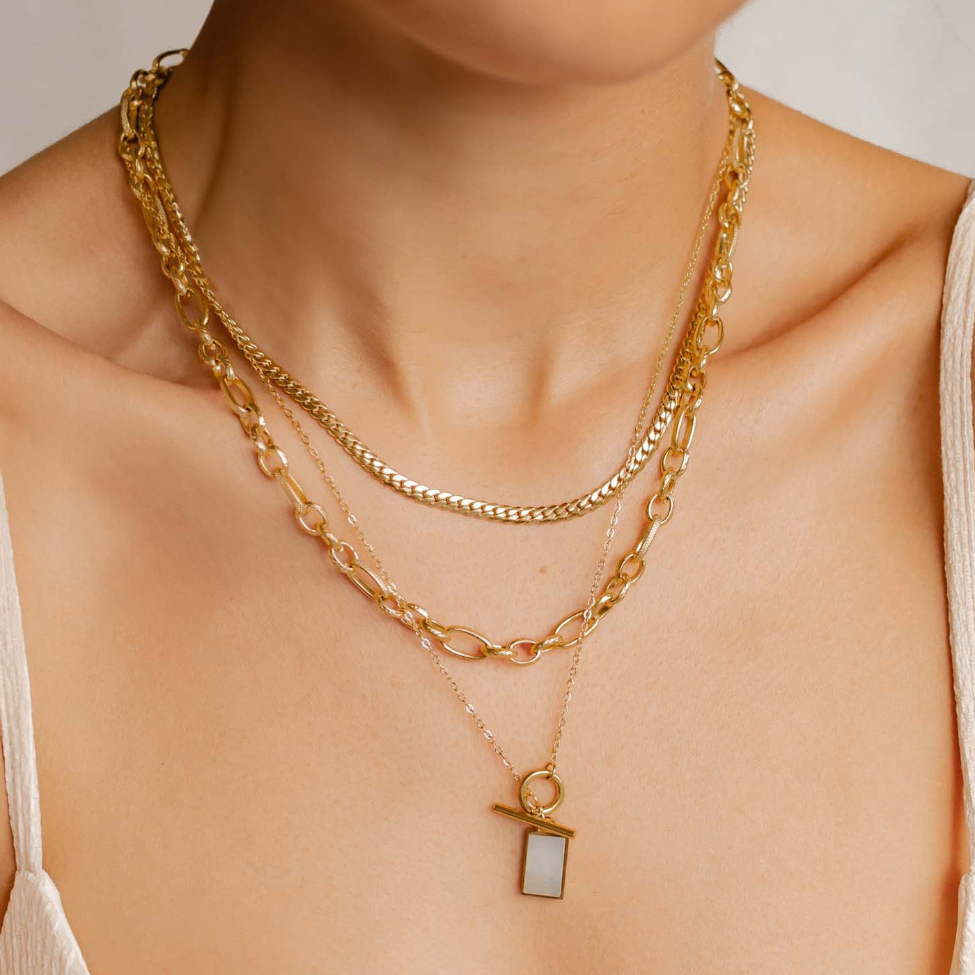 Trio Necklace Layering Set Gold