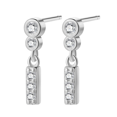 Boucles d’Oreille Deux Orbes et Goutte Sterling Argent