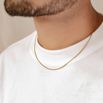 Unisex Rolled Snake Chain Necklace Gold