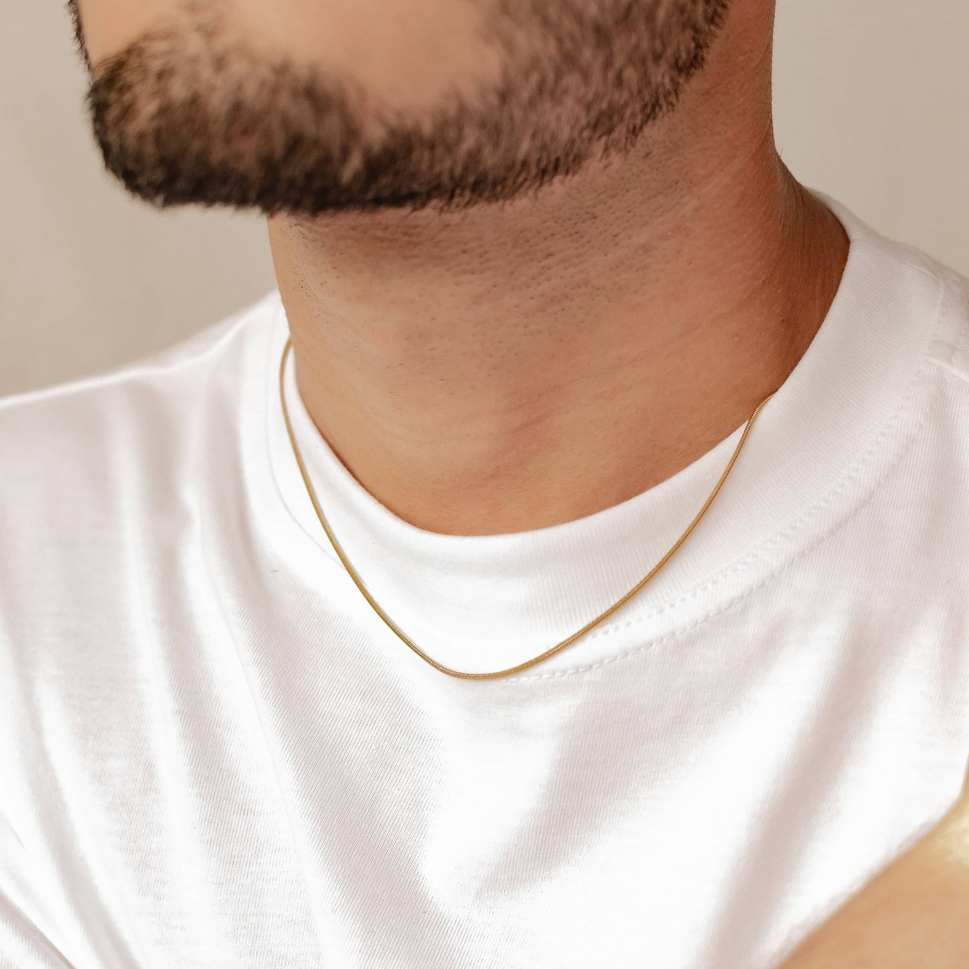 Unisex Rolled Snake Chain Necklace Gold