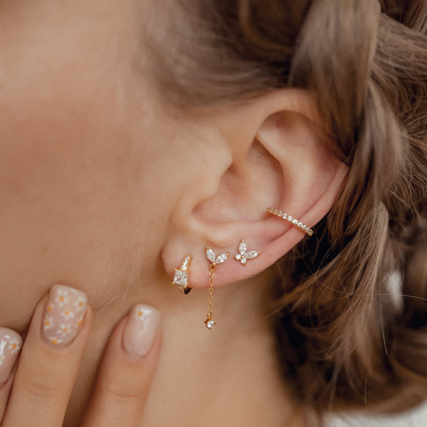 Waterdrop Stud Earrings Sterling Silver Gold