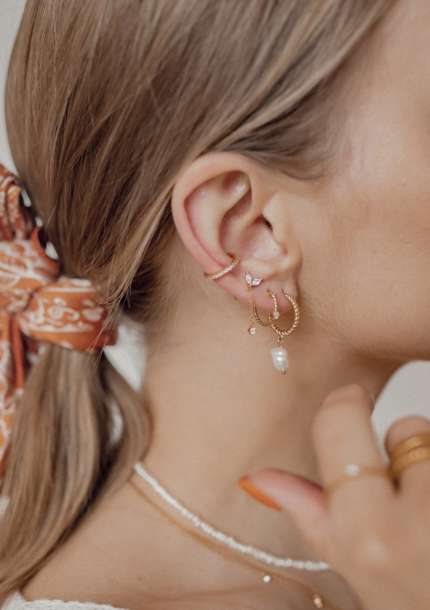 Waterdrop Stud Earrings Sterling Silver Gold