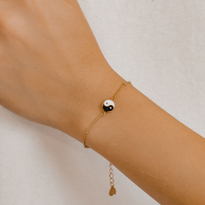 Yin Yang Armband im Kugelkette-Design in Gold