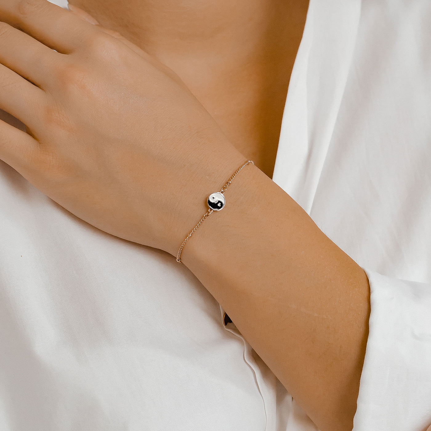 Yin Yang Armband im Kugelkette-Design in Rosegold