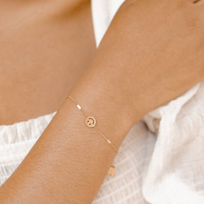 Smiley Face Pendant Chain Bracelet Gold