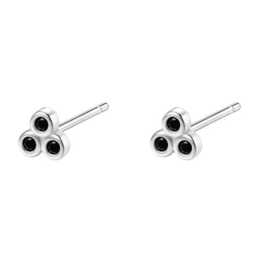 Black Triad Stud Earrings Sterling Silver