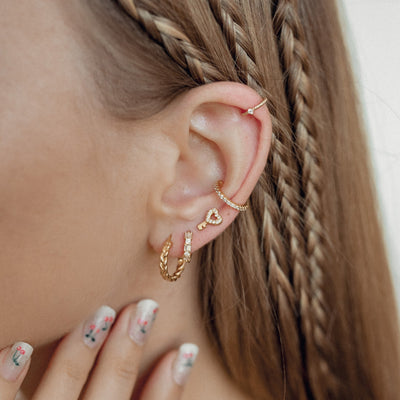 Braided Hoop Earrings Sterling Silver Gold