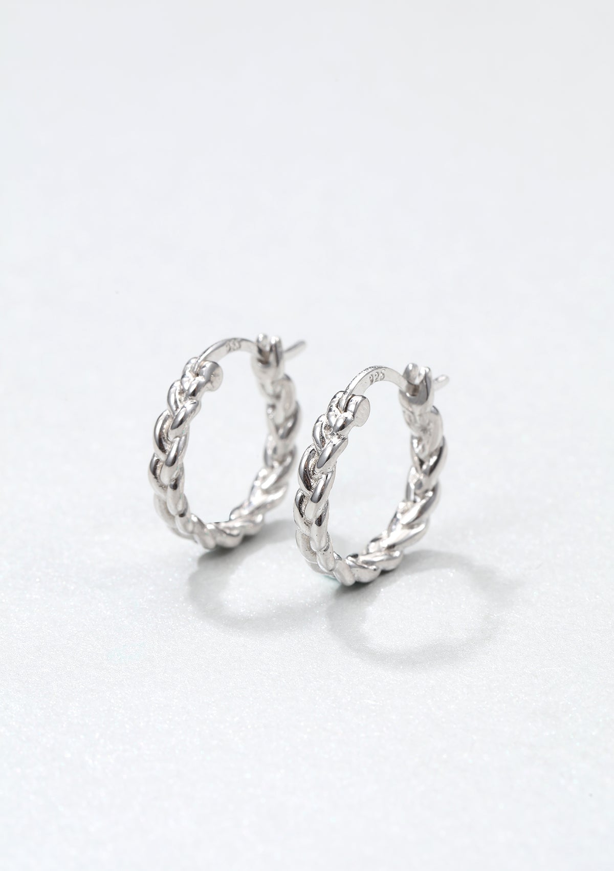 Braided Hoop Earrings Sterling Silver