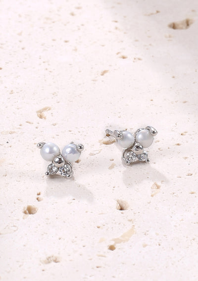 Butterfly Pearl Stud Earrings Sterling Silver