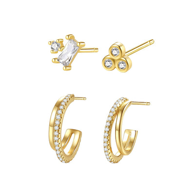 Set Pendientes Destello Plata de Ley 925 en Oro