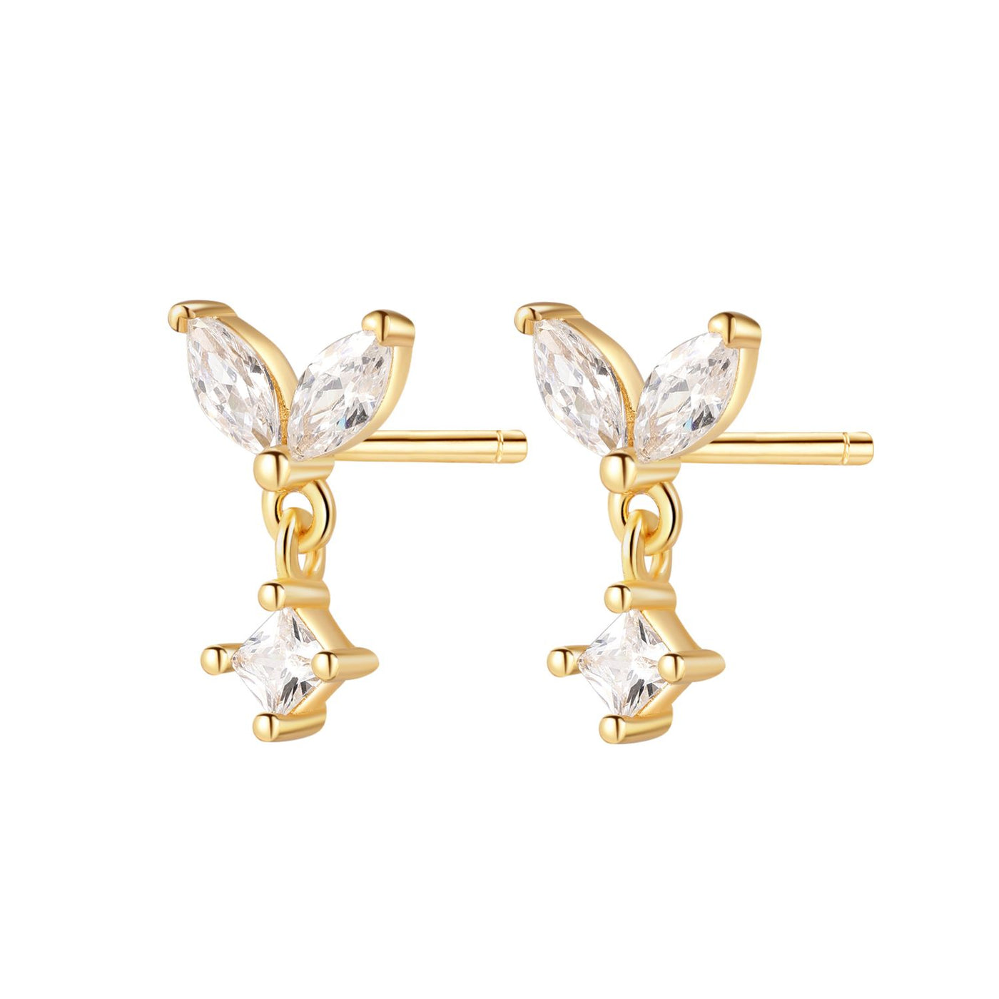 Boucles d’Oreilles Ailes Gemme Sterling Argent en Or