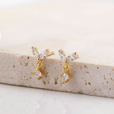 Flutter Stud Earrings Sterling Silver Gold