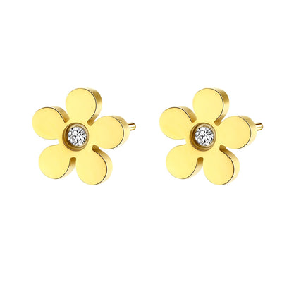 Pendientes Botón Forget-Me-Not en Oro