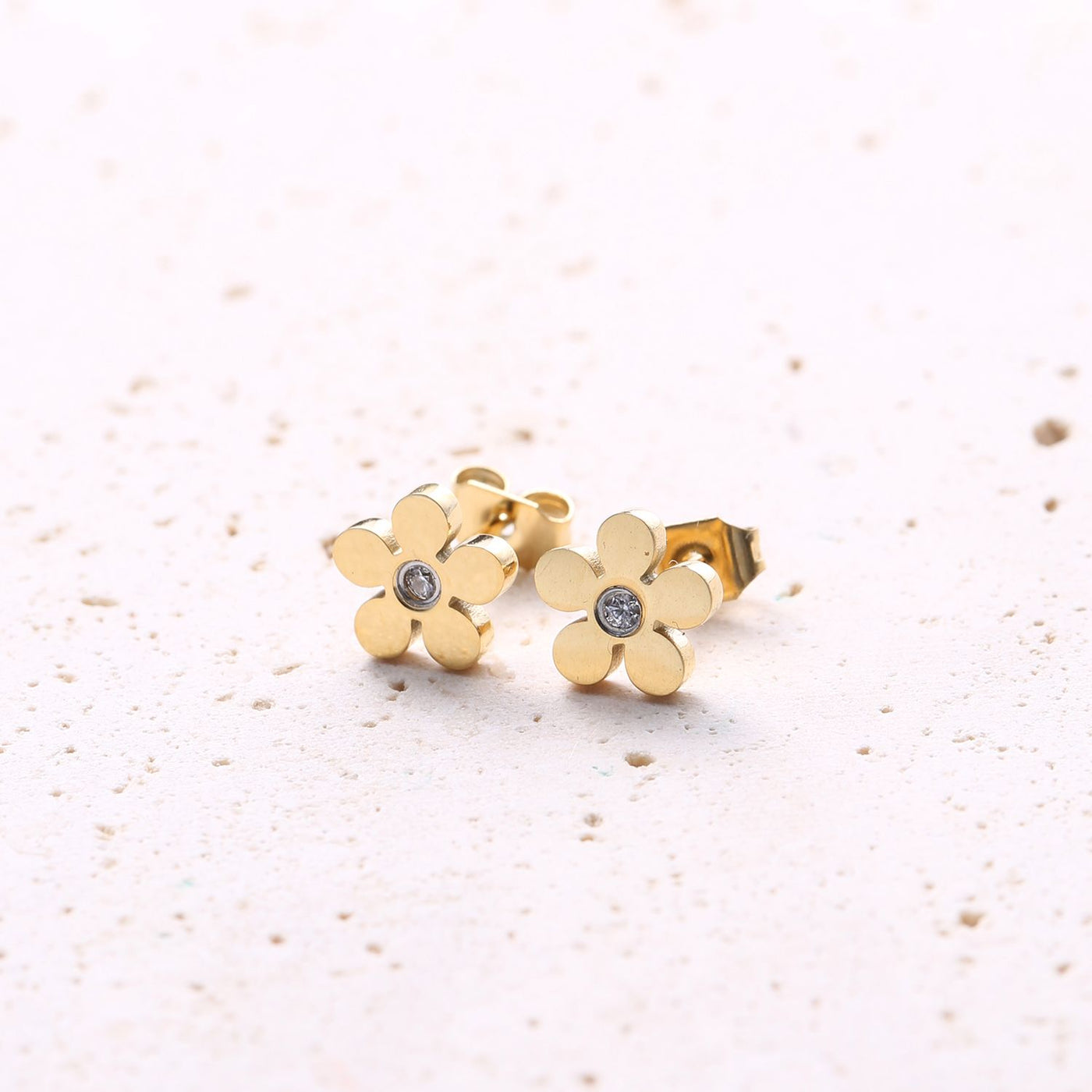 Pendientes Botón Forget-Me-Not en Oro