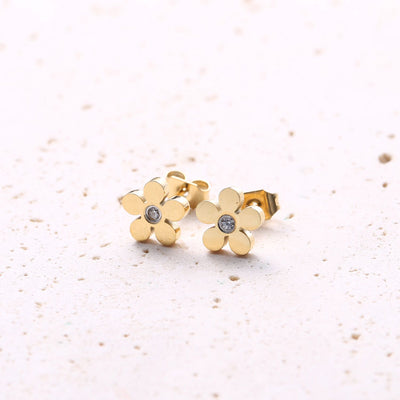 Pendientes Botón Forget-Me-Not en Oro