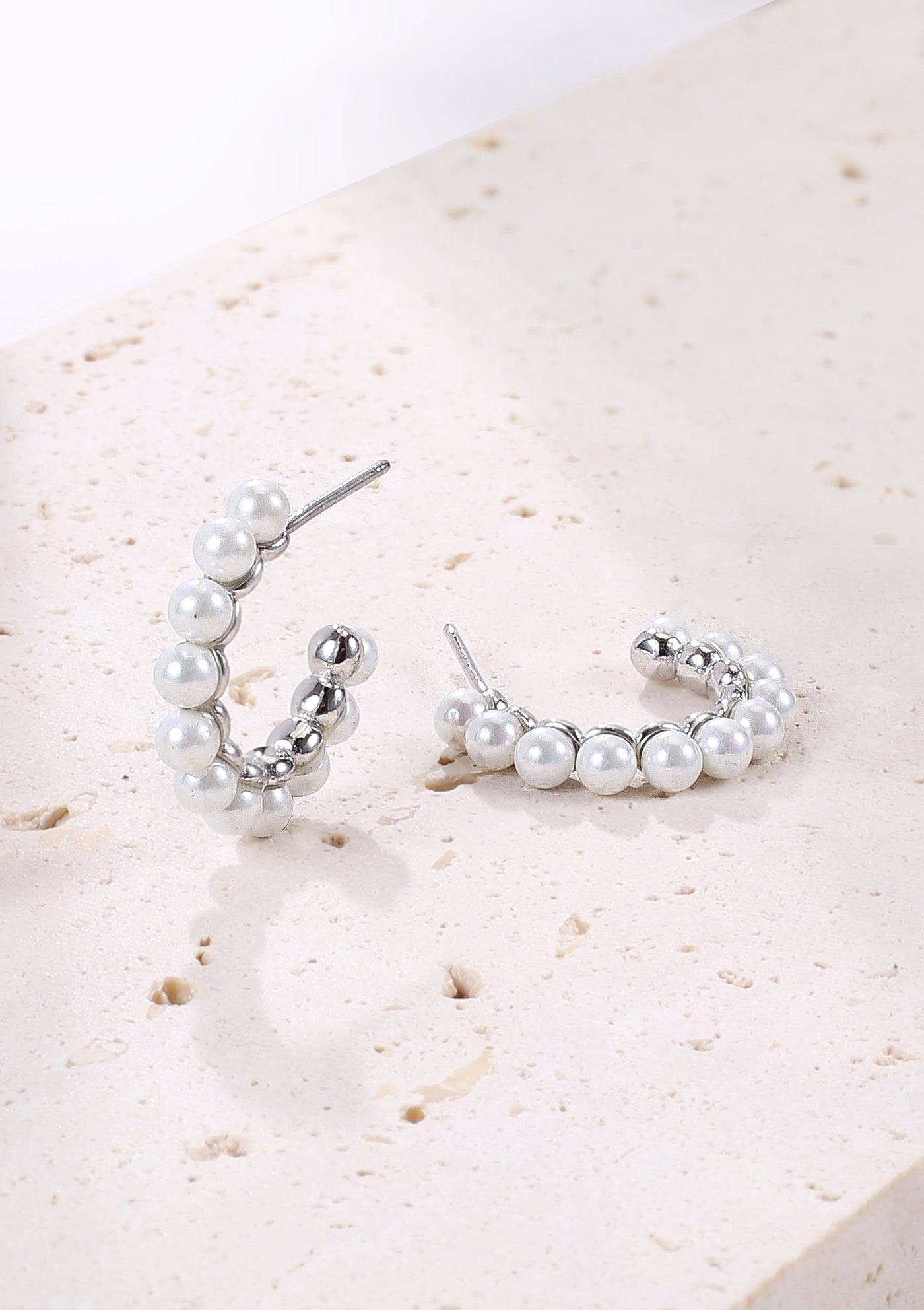 Boucles d’Oreilles Créoles Perle Sterling Argent