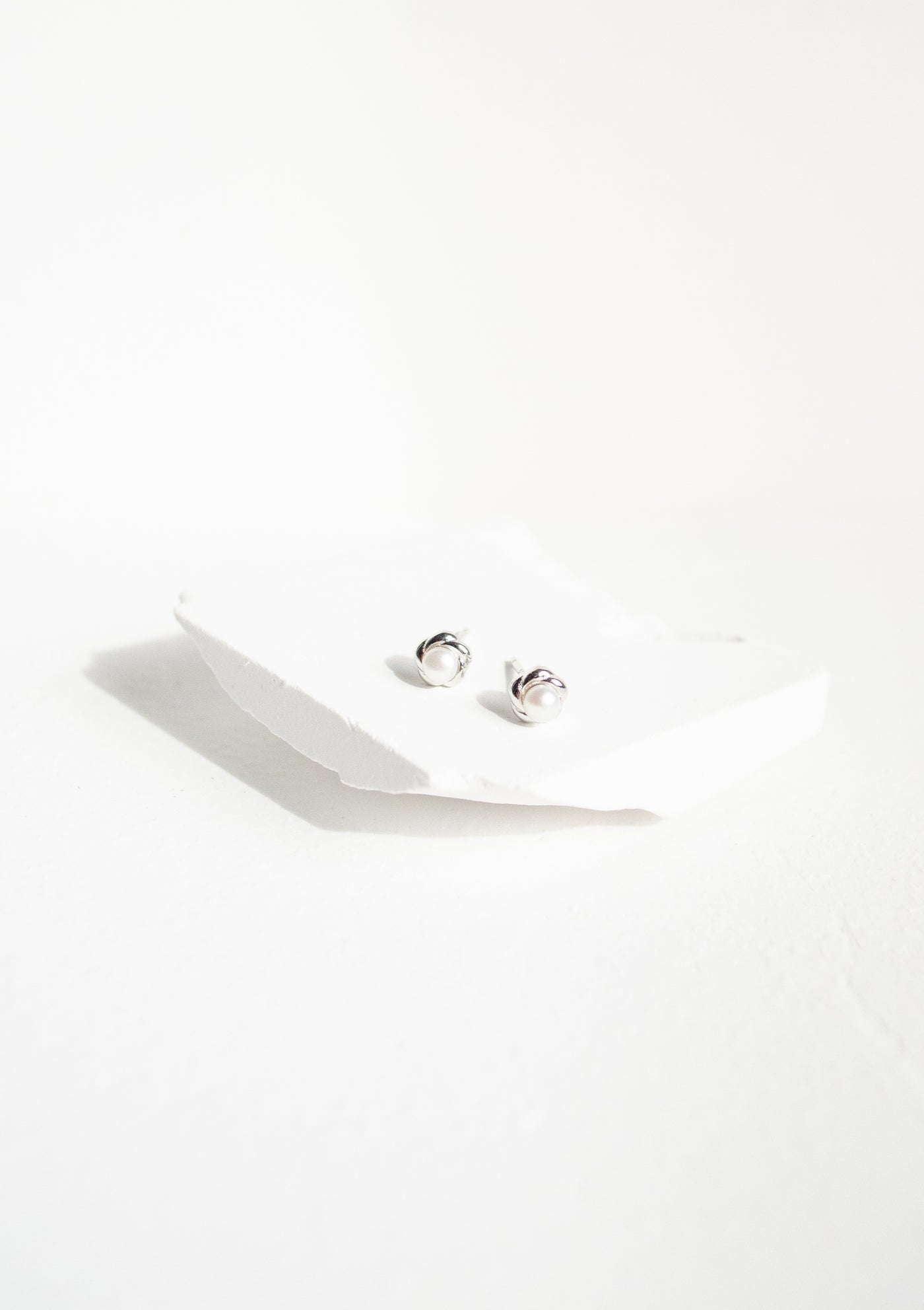 Pearl Petal Stud Earrings Sterling Silver