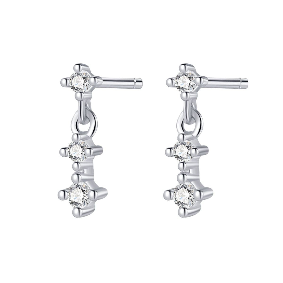 Trio Drop Stud Earrings Sterling Silver