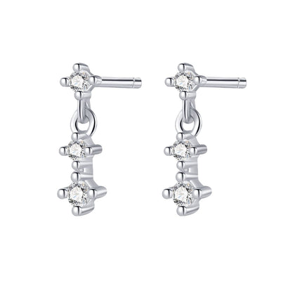 Trio Drop Stud Earrings Sterling Silver