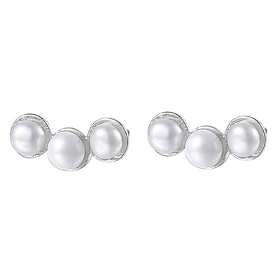 Trio Pearl Stud Earrings Sterling Silver